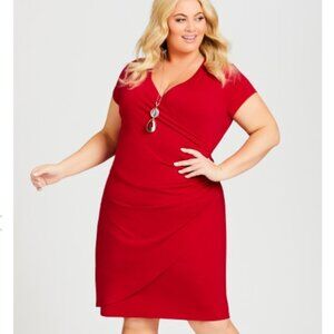 Avenue Women's Plus Donna Faux Wrap Plain Dress - 26/28